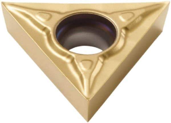 Seco - TCGT21.50 F1 Grade CP500 Carbide Turning Insert - TiAlN/TiN Finish, 60° Triangle, 1/4" Inscr Circle, 3/32" Thick, 0.0039" Corner Radius - Apex Tool & Supply