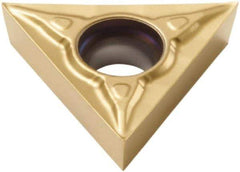 Seco - TCGT21.50 F1 Grade CP500 Carbide Turning Insert - TiAlN/TiN Finish, 60° Triangle, 1/4" Inscr Circle, 3/32" Thick, 0.0039" Corner Radius - Apex Tool & Supply