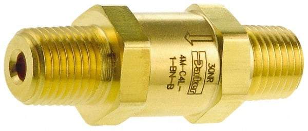 Parker - 3/8" Brass Check Valve - Inline, MNPT x MNPT, 3,000 WOG - Apex Tool & Supply