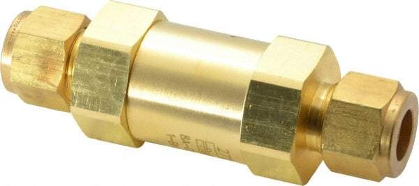 Parker - 1/2" Brass Check Valve - Inline, Comp x Comp, 3,000 WOG - Apex Tool & Supply