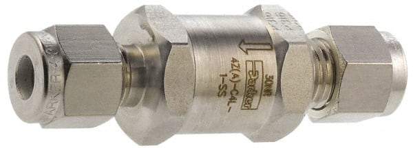 Parker - 3/4" Stainless Steel Check Valve - Inline, Comp x Comp, 6,000 WOG - Apex Tool & Supply