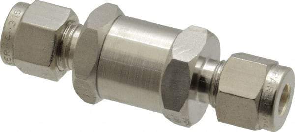 Parker - 1/4" Stainless Steel Check Valve - Inline, Comp x Comp, 6,000 WOG - Apex Tool & Supply