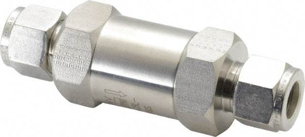 Parker - 1/2" Stainless Steel Check Valve - Inline, Comp x Comp, 6,000 WOG - Apex Tool & Supply