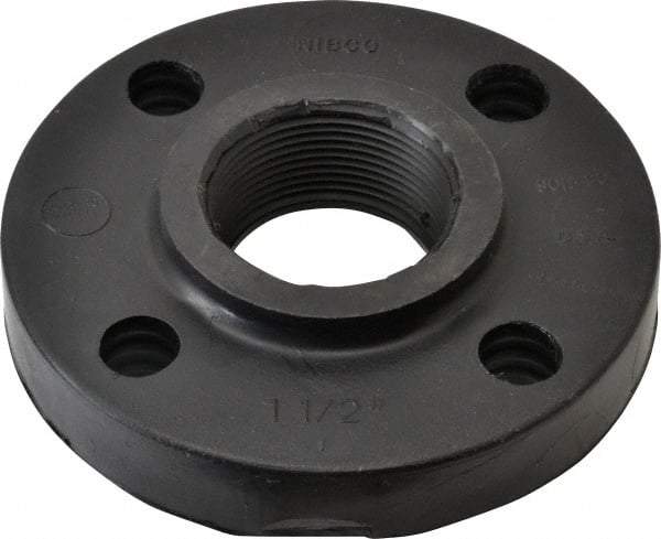NIBCO - 1-1/2" Pipe, 5" OD, Polypropylene Threaded Pipe Flange - Schedule 80, Black - Apex Tool & Supply