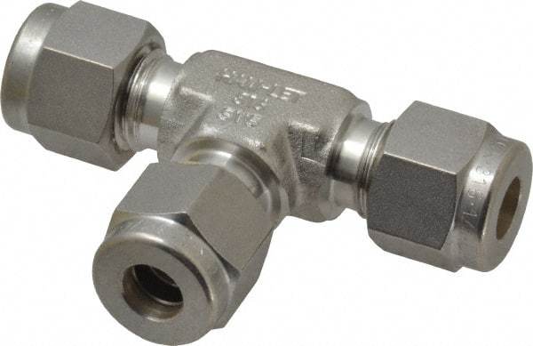 Ham-Let - 1/4" OD, Grade 316Stainless Steel Union Tee - Comp x Comp x Comp Ends - Apex Tool & Supply