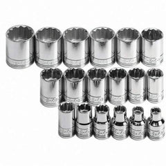 SK - 3/8" Drive Standard Socket Set - 7 to 24mm, Metric Measurement Standard - Apex Tool & Supply