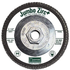 Garryson - 36 Grit, 7" Disc Diam, 5/8-11 Center Hole, Type 29 Zirconia Alumina Flap Disc - 8,600 Max RPM, Fiberglass Backing, Arbor Attaching System, Coated - Apex Tool & Supply