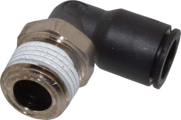 Legris - 12mm Outside Diam, 1/2 NPT, Nylon Push-to-Connect Tube Male Elbow - 290 Max psi, Tube to Male NPT Connection, Buna Nitrile O-Ring - Apex Tool & Supply