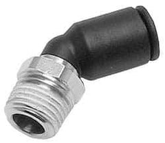 Legris - 10mm OD, 3/8 BSPT, Nylon/Nickel Plated Brass Push-to-Connect Male Elbow 45° - 290 Max psi - Apex Tool & Supply