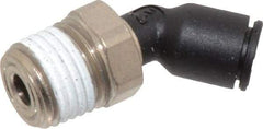 Legris - 1/4" OD, 1/4 NPT, Nylon/Nickel Plated Brass Push-to-Connect Male Elbow 45° - 290 Max psi - Apex Tool & Supply