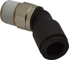 Legris - 3/8" OD, 1/4 NPT, Nylon/Nickel Plated Brass Push-to-Connect Male Elbow 45° - 290 Max psi - Apex Tool & Supply
