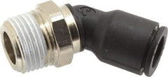 Legris - 3/8" OD, 3/8 NPT, Nylon/Nickel Plated Brass Push-to-Connect Male Elbow 45° - 290 Max psi - Apex Tool & Supply