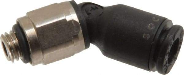 Legris - 4mm OD, M5x0.8 Metric, Nylon/Nickel Plated Brass Push-to-Connect Male Elbow 45° - 290 Max psi - Apex Tool & Supply