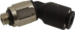 Legris - 1/8" OD, 10-32 UNF, Nylon/Nickel Plated Brass Push-to-Connect Male Elbow 45° - 290 Max psi - Apex Tool & Supply