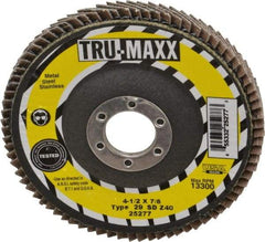 Tru-Maxx - 40 Grit, 4-1/2" Disc Diam, 7/8" Center Hole, Type 29 Zirconia Alumina Flap Disc - 13,300 Max RPM, Arbor Attaching System, Coated - Apex Tool & Supply