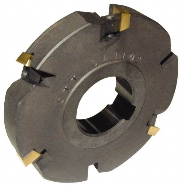 Cutting Tool Technologies - Arbor Hole Connection, 1/2" Cutting Width, 1.03" Depth of Cut, 4" Cutter Diam, 1-1/4" Hole Diam, 5 Tooth Indexable Slotting Cutter - DASC Toolholder, 1312 Insert, Neutral Cutting Direction - Apex Tool & Supply