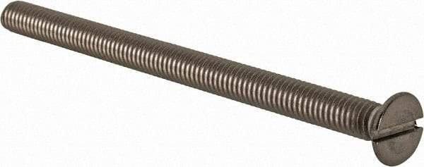 Value Collection - M4x0.70 Metric Coarse, 60mm OAL Slotted Drive Machine Screw - Flat Head, Grade 18-8 & A2 Stainless Steel, Uncoated, Without Washer - Apex Tool & Supply