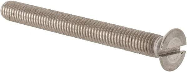 Value Collection - M5x0.80 Metric Coarse, 50mm OAL Slotted Drive Machine Screw - Flat Head, Grade 18-8 & A2 Stainless Steel, Uncoated, Without Washer - Apex Tool & Supply