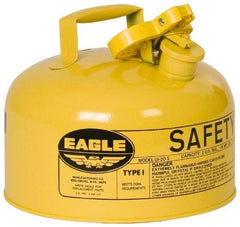 Eagle - 2 Gal Galvanized Steel Type I Safety Can - 9-1/2" High x 11-1/4" Diam, Yellow - Apex Tool & Supply