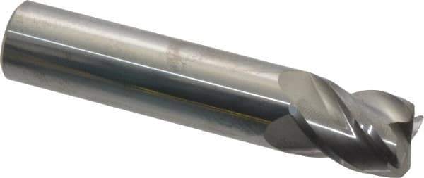 Accupro - 1/2", 4 Flute, Single End, Solid Carbide, 0.045" Corner Radius End Mill - 2-1/2" OAL, 40° Helix, Right Hand Flute, 5/8" LOC, Right Hand Cut - Apex Tool & Supply