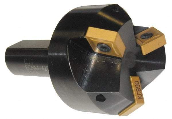 Cutting Tool Technologies - 45° Lead Angle, 2-1/2" Max Cut Diam, 2-1/2" Min Cut Diam, 0.48" Max Depth of Cut, Indexable Chamfer and Angle End Mill - 3 Inserts, CNMG 643 Insert Style, 4" Overall Length, Straight Shank, 45° Included Angle - Apex Tool & Supply