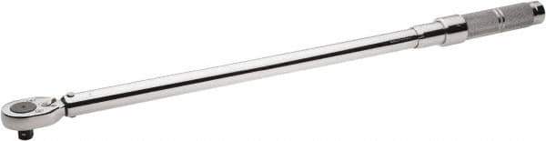 Proto - 1/2" Drive Micrometer Type Ratchet Head Torque Wrench - 75 N/m to 345 N/m Torque, 27-1/8" OAL, 1.36 N/m Graduation, Ratchet Head - Apex Tool & Supply
