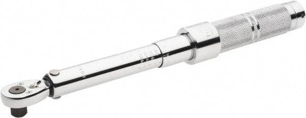 Proto - 3/8" Drive Micrometer Type Ratchet Head Torque Wrench - 40 In/Lb to 200 In/Lb Torque, 11-7/8" OAL, 0.11 N/m Graduation, Ratchet Head - Apex Tool & Supply