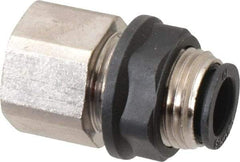 Legris - 10mm Outside Diam, 3/8 BSPP, Brass Push-to-Connect Tube Female Bulkhead - 290 Max psi - Apex Tool & Supply