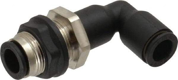Legris - 8mm OD, Tube to Tube, Nylon/Nickel Plated Brass Push-to-Connect Bulkhead Union Elbow - 290 Max psi - Apex Tool & Supply
