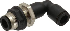 Legris - 8mm OD, Tube to Tube, Nylon/Nickel Plated Brass Push-to-Connect Bulkhead Union Elbow - 290 Max psi - Apex Tool & Supply