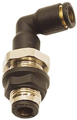 Legris - 4mm OD, Tube to Tube, Nylon/Nickel Plated Brass Push-to-Connect Bulkhead Union Elbow - 290 Max psi - Apex Tool & Supply