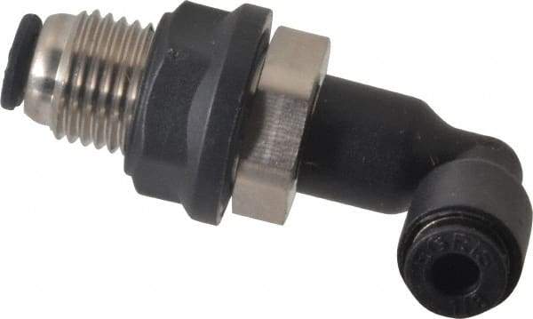 Legris - 1/8" OD, Tube to Tube, Nylon/Nickel Plated Brass Push-to-Connect Bulkhead Union Elbow - 290 Max psi - Apex Tool & Supply