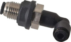 Legris - 1/8" OD, Tube to Tube, Nylon/Nickel Plated Brass Push-to-Connect Bulkhead Union Elbow - 290 Max psi - Apex Tool & Supply