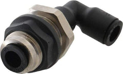 Legris - 1/4" OD, Tube to Tube, Nylon/Nickel Plated Brass Push-to-Connect Bulkhead Union Elbow - 290 Max psi - Apex Tool & Supply