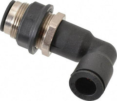 Legris - 1/2" OD, Tube to Tube, Nylon/Nickel Plated Brass Push-to-Connect Bulkhead Union Elbow - 290 Max psi - Apex Tool & Supply