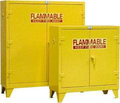 Strong Hold - 2 Door, 2 Shelf, Yellow Steel Standard Safety Cabinet for Flammable and Combustible Liquids - 49" High x 44" Wide x 18" Deep, Self Closing Door, 30 Gal Capacity - Apex Tool & Supply