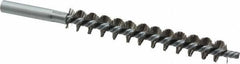 Schaefer Brush - 4" Brush Length, 9/16" Diam, Double Stem, Single Spiral Tube Brush - 6-1/4" Long, Stainless Steel, 12-24 Female Connection - Apex Tool & Supply