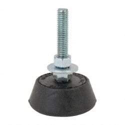 Mason Ind. - 250 Lb Capacity, 3/8-16 Thread, 3-3/8" OAL, Steel Stud, Studded Socket Mount Leveling Mount - 2-1/2" Stud Length, 2-1/4" Base Diam, Neoprene Pad with Steel Glide - Apex Tool & Supply