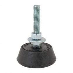 Mason Ind. - 250 Lb Capacity, 3/8-16 Thread, 3-3/8" OAL, Steel Stud, Studded Socket Mount Leveling Mount - 2-1/2" Stud Length, 2-1/4" Base Diam, Neoprene Pad with Steel Glide - Apex Tool & Supply