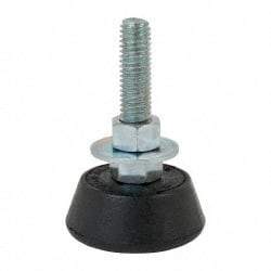 Mason Ind. - 1000 Lb Capacity, 1/2-13 Thread, 3-3/8" OAL, Steel Stud, Studded Socket Mount Leveling Mount - 2-1/2" Stud Length, 2-1/4" Base Diam, Neoprene Pad with Steel Glide - Apex Tool & Supply