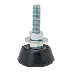 Mason Ind. - 600 Lb Capacity, 1/2-13 Thread, 3-3/8" OAL, Steel Stud, Studded Socket Mount Leveling Mount - 2-1/2" Stud Length, 2-1/4" Base Diam, Neoprene Pad with Steel Glide - Apex Tool & Supply