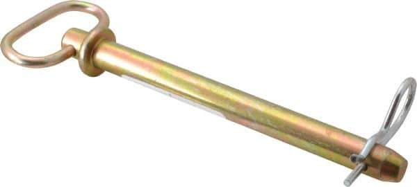 Made in USA - 5/8" Pin Diam, 6-3/4" Long, Zinc Plated Steel Pull Ring Hitch Pin - 6" Usable Length - Apex Tool & Supply