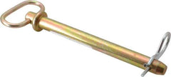 Made in USA - 5/8" Pin Diam, 6-3/4" Long, Zinc Plated Steel Pull Ring Hitch Pin - 6" Usable Length - Apex Tool & Supply
