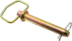 Made in USA - 3/4" Pin Diam, 5" Long, Zinc Plated Steel Pull Ring Hitch Pin - 4-1/4" Usable Length - Apex Tool & Supply