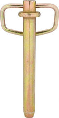 Made in USA - 3/4" Pin Diam, 6" Long, Zinc Plated Steel Pull Ring Hitch Pin - 5-1/4" Usable Length - Apex Tool & Supply