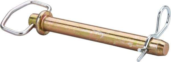 Made in USA - 7/8" Pin Diam, 7-1/2" Long, Zinc Plated Steel Pull Ring Hitch Pin - 6-1/2" Usable Length - Apex Tool & Supply