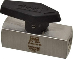 Parker - 1/4" Pipe, 3,000 psi WOG Rating, 316 Stainless Steel, Inline, One Way Instrumentation Plug Valve - Wedge Handle, FNPT x FNPT End Connections, Viton Seal - Apex Tool & Supply