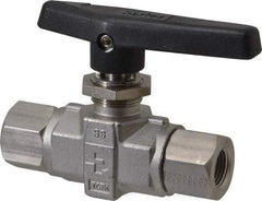 Parker - 3/8" Pipe, FNPT x FNPT End Connections, Stainless Steel, Inline, Two Way Flow, Instrumentation Ball Valve - 6,000 psi WOG Rating, Wedge Handle, PTFE Seal, PTFE Seat - Apex Tool & Supply