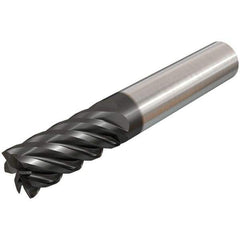 Iscar - 0.437", 1" LOC, 7/16" Shank Diam, 2-3/4" OAL, 6 Flute, Solid Carbide Square End Mill - Single End, TiAlN Finish, Spiral Flute, 45° Helix, Centercutting, Right Hand Cut, Right Hand Flute - Apex Tool & Supply