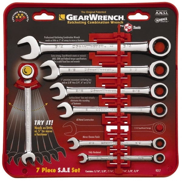 KD TOOLS - 7 Piece, 8 to 18mm Combination Wrench Set - Apex Tool & Supply